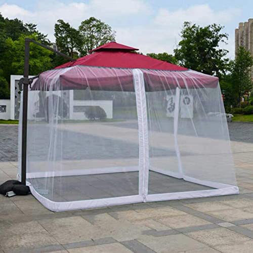 Gartenschirm, Moskitonetz, 3 x 3 m, quadratisch, Terrassen-Überdachung, Insektenschutz mit Reißverschluss, für Pavillon, Tisch, weiß, für den Außenbereich, perfekt für Sommerveranstaltungen