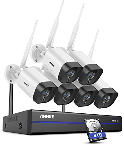 ANNKE 3MP Wireless Security Camera System, 5MP 10CH with 4TB HDD NVR and 6X 3MP IP Cameras, 2-Way Audio, Motion Detection, 100ft Night Vision, Remote Access, Home CCTV System for 24/7 Recording