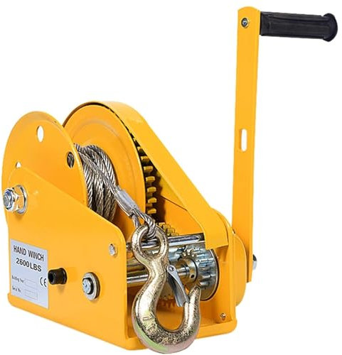 Cabrestante manual de aleación de acero para barco, capacidad de 2600 libras con trinquete bidireccional y relación de transmisión 8:1 para ATV, UTV, moto acuática y remolque marino