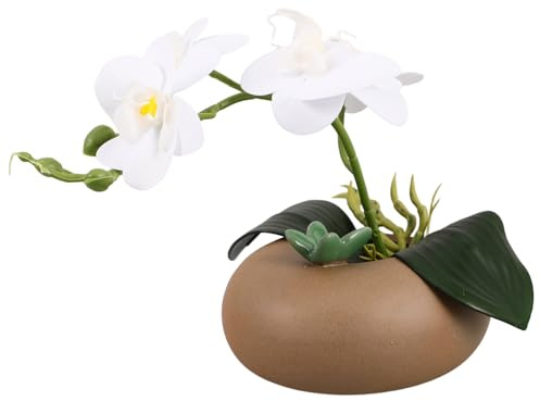 TOPBATHY Artificial Orchid Plant in Pot White Ceramic Pot Lifelike Faux Orchids for Decor