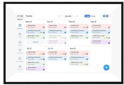 Jectse 10.1in Smart Digital Calendar High Definition Touchscreen Family Planer für Hausarbeiten und Essensplanung mit WLAN -Konnektivität für Intelligente Häuser, ABS Housing