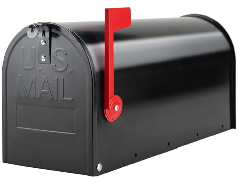 GIGYES Mailboxes for Outside Post Mount, Black Metal Mailbox, Standard Size, 20 x 8.7 x 6.7 Inches