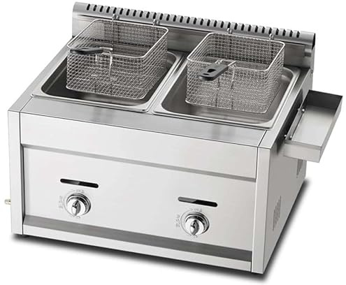 Commercial deep fryer Lpg Gas - Stainless Steel Countertop For, Removable & Washable, Triple Cylinder, 9L Capacity