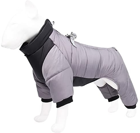 Hundezubehör Wintermantel für Hunde, kleine, mittelgroße, große Hunde, , wasserdichte französische Kleidung, warm, winddicht, Welpen-Schneeanzug, Outfit, Haustier Kleiderständer Klein (Grey, M)