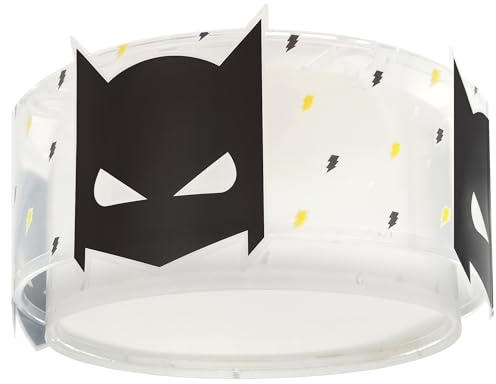 Dalber Deckenlampe Kinderzimmer, Kinder Deckenleuchte, Jungenzimmerlampe, Kinderlampe, Dark Hero Superheld, 61806M, E27-2 x 15W