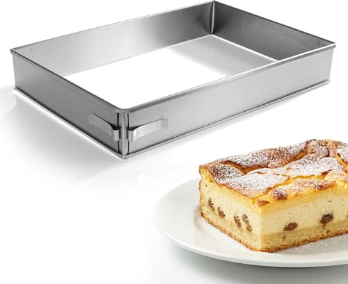 4smile Backrahmen rechteckig verstellbar hoch 5 cm | Edelstahl Kuchenform rechteckig für die Zubereitung von Schichttorten - Backform eckig zum Backen