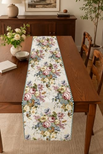 Runner da Tavolo Moderno in Tessuto Gobelin, Made in Italy - Striscia Centrotavola Elegante per Cucina e Soggiorno - Decorazione Tavola Pranzo Shabby Chic e Classica (40 x 140 cm)
