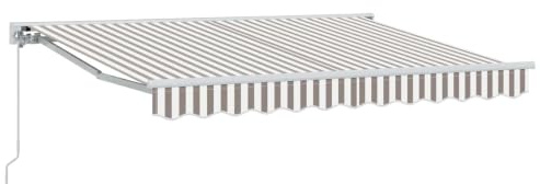 mtlskopl Auvent rétractable manuel 5 x 3 m – Auvent à bras articulé avec manivelle – Auvent mural pour terrasses, balcons et jardin – Protection solaire en polyester robuste et aluminium – Gris clair