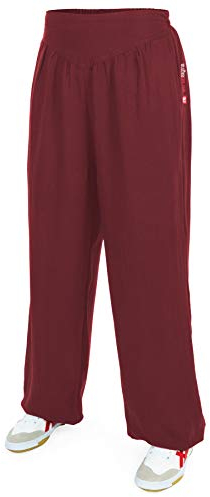 wu designs Baumwolle (Leicht) Damen Kung Fu & Yoga Trainingshose Bordeaux 180