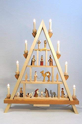 Rudolphs Schatzkiste Fensterdekoration Lichterspitze Christi Geburt Natur HxB= 69x55cm NEU Lichterbogen Fensterbogen Schweben Erzgebirge Seiffen Weihnachten Holz Dekoration