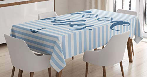 ABAKUHAUS Good Vibes Tischdecke, Nautical Maritime, Wasserfest Waschbar mit Klar Sichtbaren Farben kein Verblassen Personalisiert, 140 x 200 cm, Nachtblau Babyblau