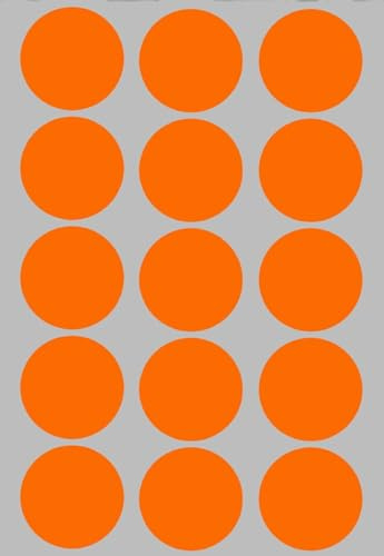 Aufkleber Neon Orange 30 mm Etiketten – 3 cm Klebepunkte 225 Stück von Royal Green