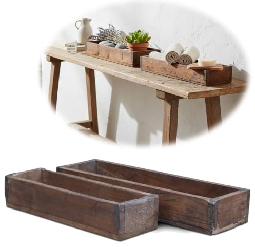 LS-LebenStil Vintage Holz Aufbewahrungsbox Unika Roadwood 2er Set Braun
