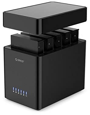 ORICO Docking Station 5 bay USB 3.0 Tool-free Custodia per disco rigido magnetica 3.5 per SATA External Hard Drive SATA3.0 da 5x18TB con adattatore 12V6.5A compatibile con Windows/Mac/Linux