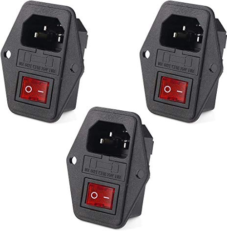 Hailege 3pcs AC 250V 10A 3 Terminal Steckdose mit Sicherungshalter Gehäuse EIN/AUS-Schalter Arcade Netzteil
