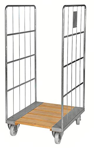 Gitterrollwagen 400 kg, Holzbasis, 2 Seiten, LxBxH 800 x 710 x 1.600 mm, verzinkt