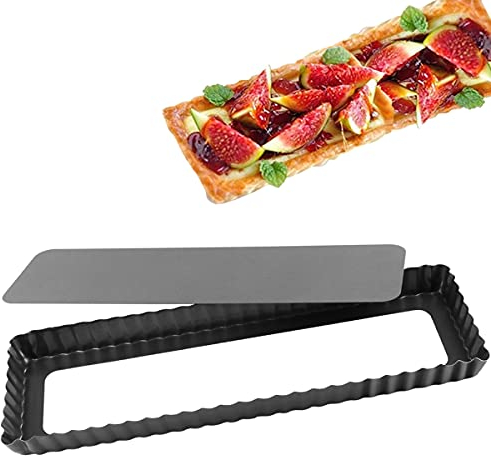 Tarteform mit Hebeboden rechteckig 35cm, Cyimi Quicheform beschichtet, Non-stick Torte Baking Pan Obstku chenform und Backform