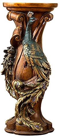 Pfau-Garten-Dekor, Retro-Säulensockel - römische Statue mit Pfauenprägung - Indoor/Outdoor-Display-Skulptur, große Größe 32 H, wiegt 12 kg