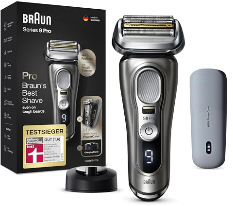 Braun Series 9 Pro Premium Rasierer Herren, Scherkopf, Elektrorasierer & Trimmer, PowerCase, 60 Min Laufzeit, 1-, 3-, 7-Tage-Bart, 9425s, noble metal