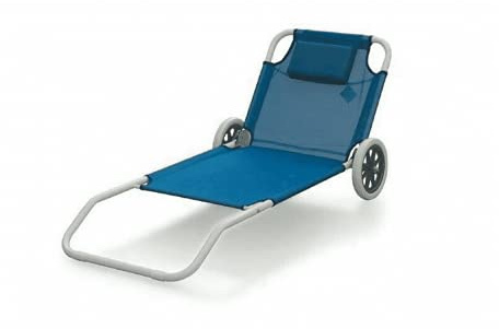 eacommerce Liegestuhl Strandliege Sonnenliege für Strand und Garten mit Kissen und Rollen Trolley
