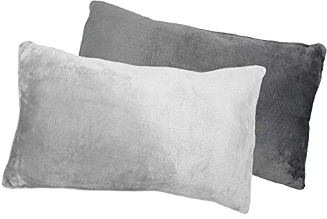Moon Kissenbezug 2er Pack Cashmere Touch, 40x80 cm, Winter Wendekissenhülle Plüsch (Silber/anthrazit)
