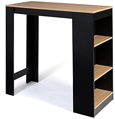 IDMarket Barth Barth 2 bis 4 Personen schwarzes Holz und Tablett aus Buchenholz
