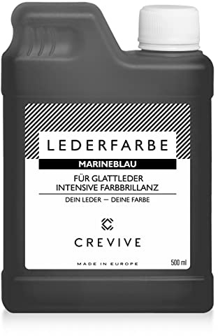 CREVIVE Lederfarbe 500 ml – Farbe wählbar – für Echtleder und Kunstleder zum färben und umfärben von Leder – Marineblau