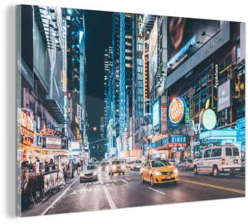 MuchoWow Glasbild Glasfoto Wandbild Bilder Deko 150x100 cm New York - Taxi - Times Square