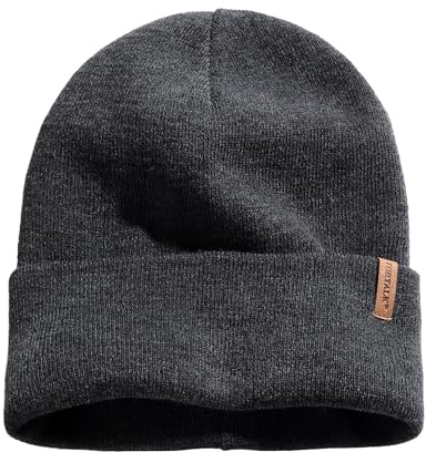 FURTALK Herren Cuffed Beanie Winter Mütze Unisex Wintermütze Weich Warm Strickmütze Schwarzgrau