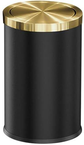 LEASYLIFE 9L/2.4GAL Badezimmer-mülltonne, gold und schwarz,Das bad ist mit einem deckel bedeckt,Die mülltonne der retro-badewanne Metallisches Gold (black)
