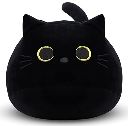 Yamepuia Black Cat Plush,30CM Black Cat Stuffed Animal Toy | Cute Cat Plushies Pillow, Soft Plush Pillow Baby Plush Toys Cat Shape Design Sofa Pillow Decoration Doll