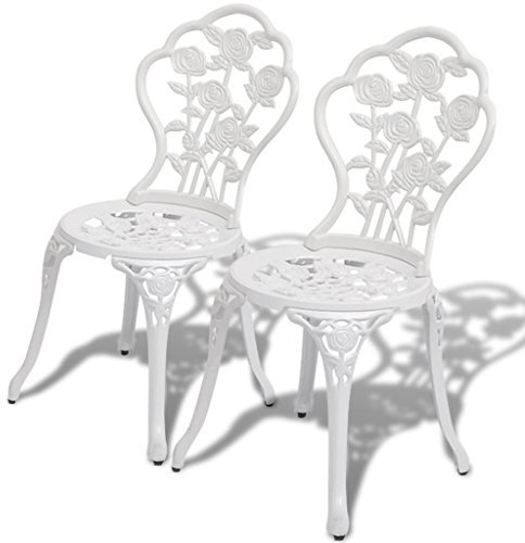 ZHOUMIN Bistro-Stühle 2 STK Gartenstuhl, Balkon Stuhl, Outdoor Patio Dining Chairs, Stühle Für Die Terrasse, Terrassenstuhl, Aluminiumguss Weiß