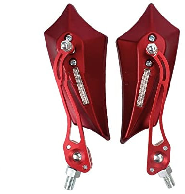 BOMATY Seite Rückspiegel Für Mountainbike Elektrofahrrad Moped Scooter Spiegel Fahrradrückspiegel Mit 10mm Adapter 7/8 Lenkerseitenspiegel Lenkerendenspiegel (Color : Red)