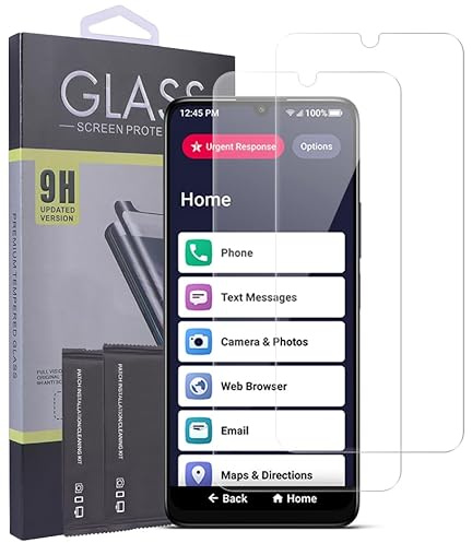 Nakedcellphone 2x Tempered Glass for Jitterbug Smart4 / TCL 40XL, 9H Hard Clear Screen Protector Guard [Scratch/Crack Saver] for Lively Smart 4 Phone for Seniors (2023, T608G)