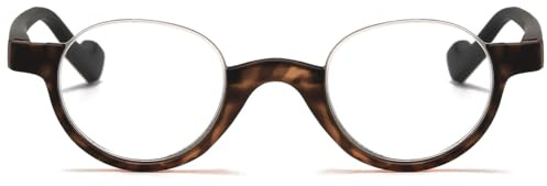 ABETOS Mode Halbrand Lesebrille Damen Herren Halbrund Klein Halbrahmen Halbbrille mit Stärke Federscharnier Retro Halbmond Lesehilfe Sehhilfe