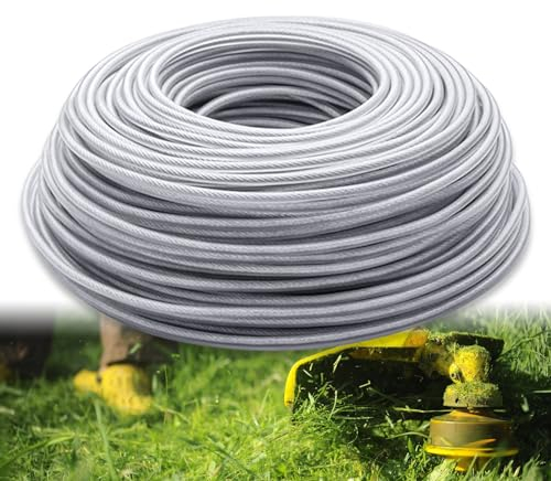 Fil Debroussailleuse 3mm Renforce, Fil Débroussailleuse Incassable en Acier, 40M Fil pour Debroussailleuse pour Jardin de Mauvaises Herbes