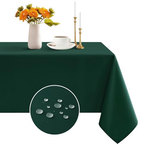 Romanstile Tischdecke Weihnachten grün 140x180 abwaschbar,wasserabweisend Tischtuch Table Cloth Tischwäsche Weihnachtsdeko für Christmas,Party,Geburtstag,Garten,Esstisch,Silvester,Restaurant,Hotel