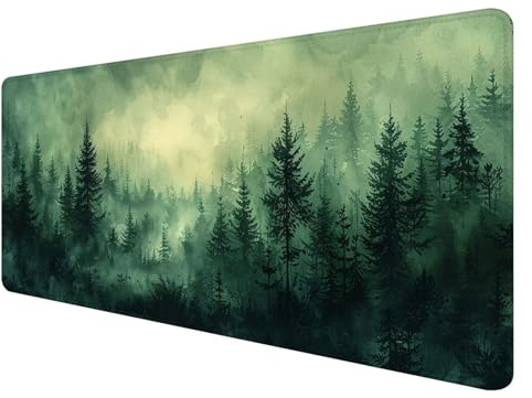 Mauspad XXL, 900x400mm Gaming Mauspad Grün, XXL Mousepad Groß mit rutschfeste Gummibasis, Mauspad Baum Wasserdicht & rutschfest, Großer Erweiterter Schreibtischunterlage für Home Office Dekor C-3