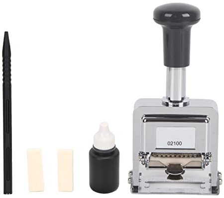 Aladeno Nummernstempel, 10-stelliges Griffdesign, selbstfärbend, automatischer Nummerierungsstempel, professionelle, schnelle Büro-Stempel-Nummerierungsmaschine für Bankwesen,