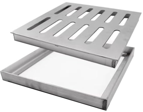 Blazea Abflussrinne Aussen Abnehmbare Quadratische Abflussgitter für Den Außenbereich, Abflussabdeckung aus Edelstahl 304, Robustes Gully-Gitter zum Blockieren von Schmutz(20x20x2cm (7.9x7.9x0.8in))