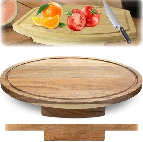 Corner Cutting Board, Corner Cutting Boards for Kitchen Counter, Corner Counter Cutting Board, Corner Countertop Cutting Board, Bamboo Corner Cutting Board with Juice Groove (Round)
