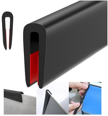 WZERHO kantskydd självhäftande kantskydd för plåt, kederband, kantskydd, gummi, kantskyddsprofil, gummiläpp, kantskydd metall, gummilist, U-profil (svart 1,5 m x 1,6 mm)