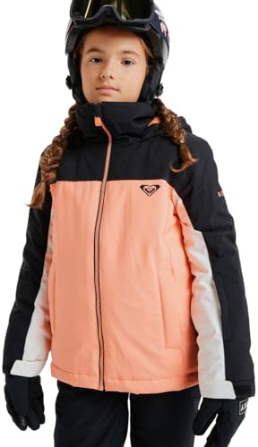 Roxy Chaqueta de nieve Galaxy Girl para niña, color naranja, talla 8