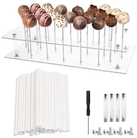 GD HUA Support pour cake pop, 21 trous, avec 100 tiges à cake pop, pour bonbons, fête, mariage, anniversaire, dessert, décoration de fête