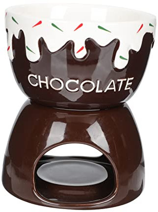 Cabilock Keramik Fondue Schmelztopf Schokoladenfondue Käsewärmer Butterfondue Topf Für Küche Esszimmer Party Mit Abnehmbarem Topf
