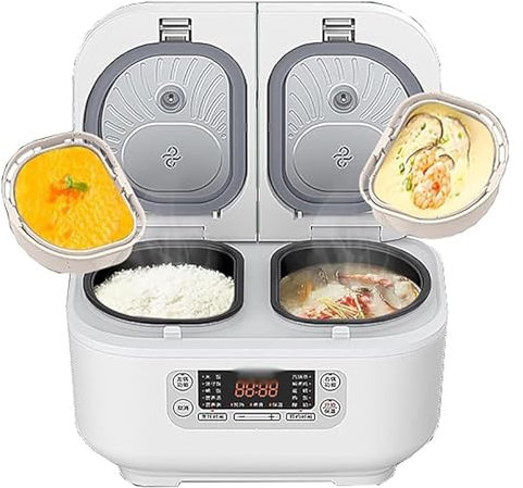 Cuiseur à riz électrique professionnel, intérieur intégré multifonction, 1,5 L + 1,5 L, rendez-vous 12 H, contrôle précis de la température avec double sens, blanc [classe énergétique A]