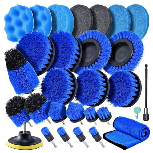 Sctecoau Ensemble de Brosses de Forage Kit de Nettoyage de Remplacement pour Autolaveuse Électrique de 27 Pièces pour Baignoire, Fixation D'Extension