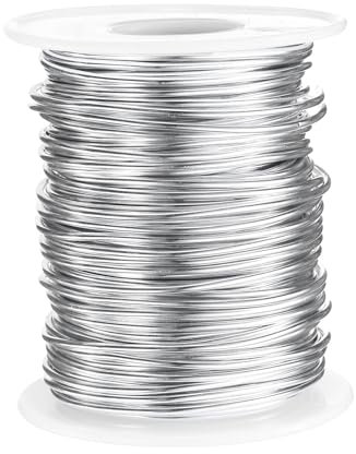 sourcing map 16 Gauge Aluminum Craft Wire 1.5mm 98.5ft Flexible Bendable Anodized Metal Jewelry Sculpting Wire for Jewelry Making Modelling Craft DIY, Bright Silver