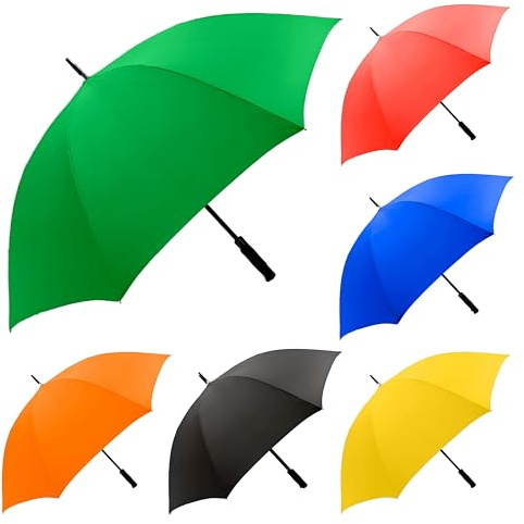 ADEPTNA Large 49” Double Ribbed Golf Umbrella Windproof and Waterproof for Men Women Classic Wooden Handle Lightweight Rain wind Sun Protection Strong Brolly (GREEN)
