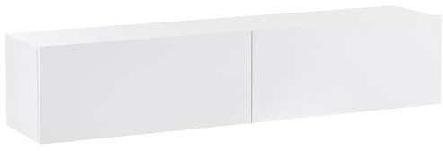 Meuble TV Mural Minimaliste Etagère de Rangement Multimédia 140 cm en Panneau Particules de Bois Blanc Gladstone